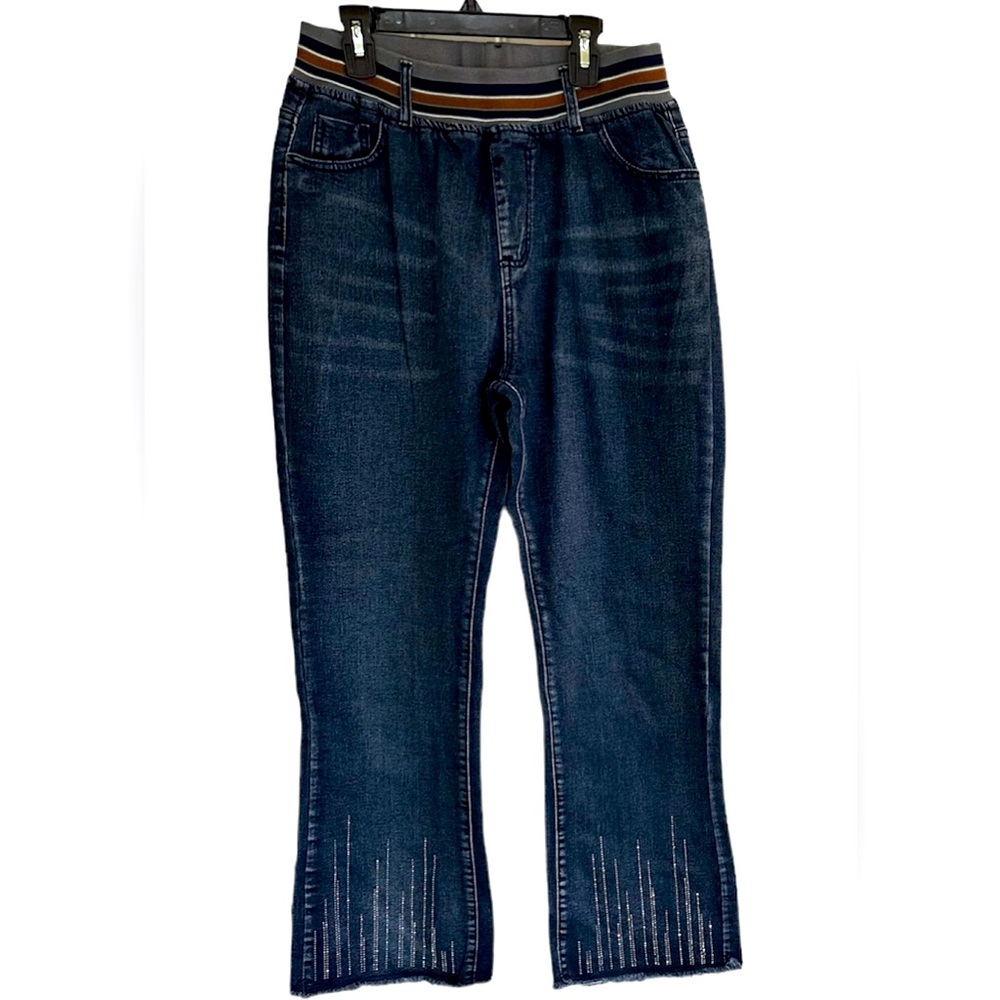 NWT pull on wide leg sparkle embellishment jeans, 28“ x 29“